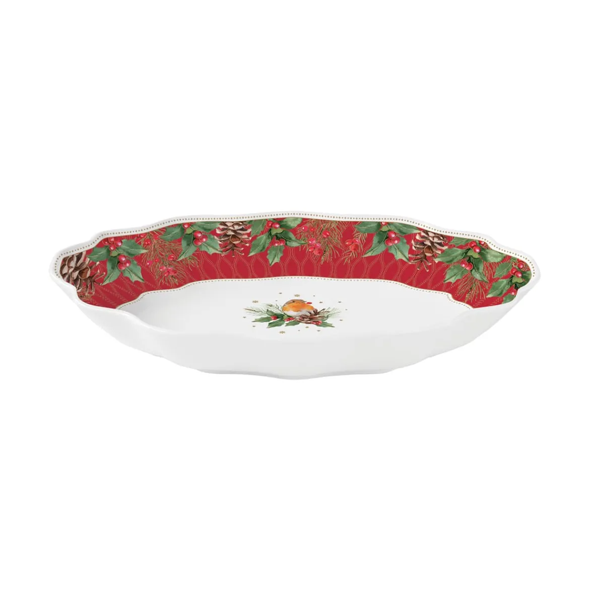 Easy Life Assiette ovale rouge-gorge CHRISTMAS BERRIES> Noël|Services De Table En Porcelaine