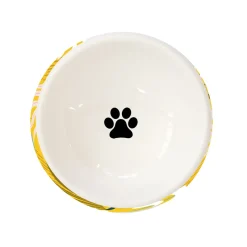 Easy Life Bol avec pieds antidérapantsTROPICAL YELLOW> Gamelle Pour Animaux En Porcelaine|Pet Lovers