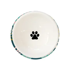 Easy Life Bol avec pieds antidérapants TROPICAL BLUE> Gamelle Pour Animaux En Porcelaine|Pet Lovers