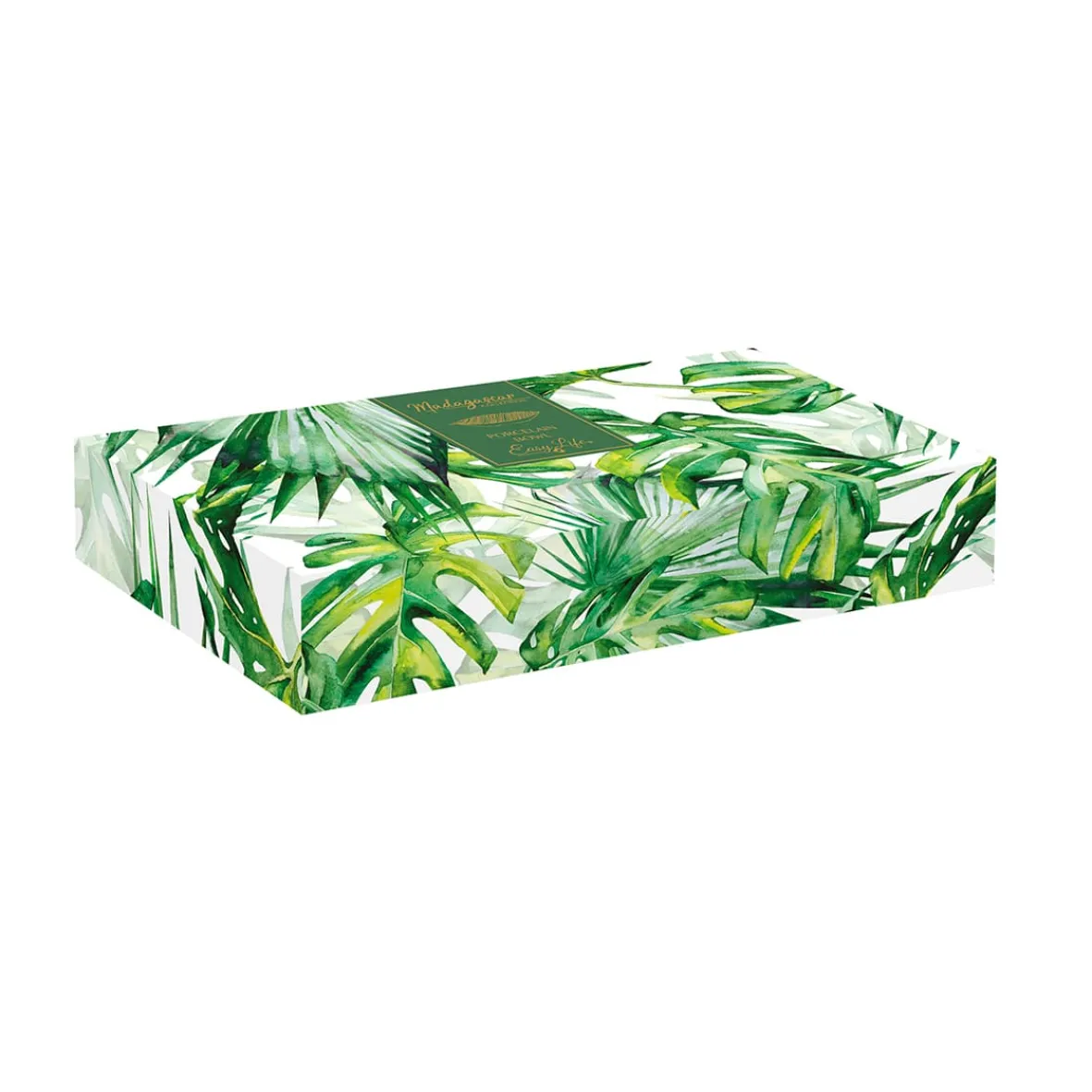 Easy Life Bol en forme de feuille en porcelaine 26×11,5 cm TROPICAL LEAVES GREEN> Moderne|Services De Table En Porcelaine