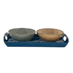Easy Life coffret de plateau 28×14 cm avec 2 bols Ø 12 cm en porcelaine, INTERIOR> Moderne|Services De Table En Porcelaine