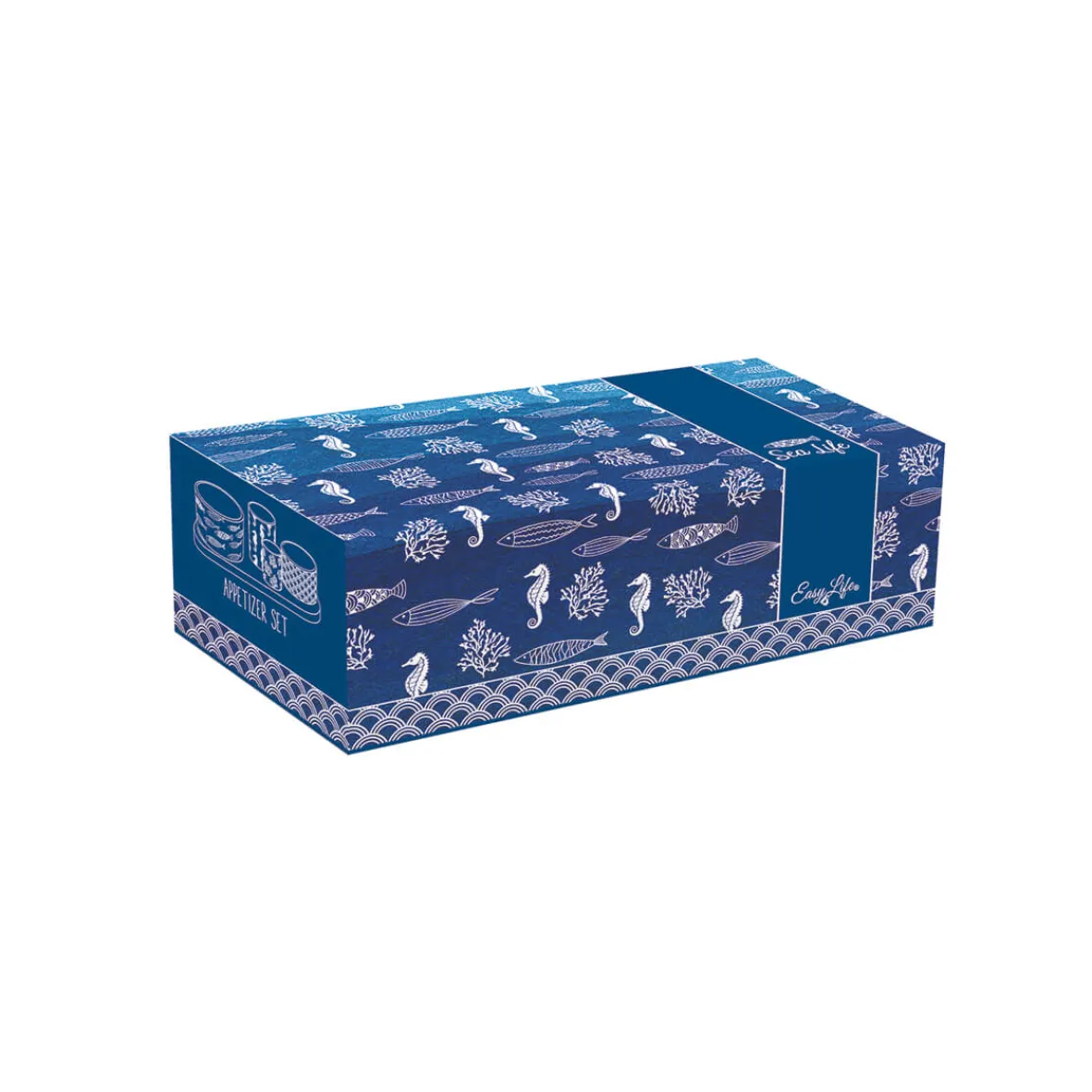 Easy Life Ensemble apéritif avec 4 bols et plateau SEA LIFE> Services De Table En Porcelaine|Sea Life