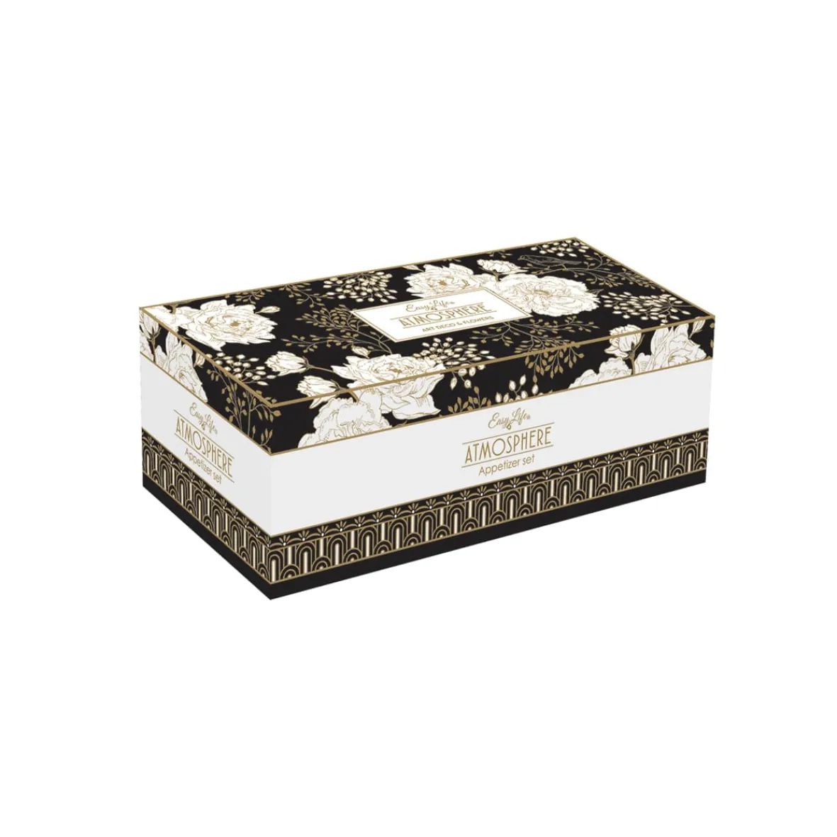 Easy Life Ensemble apéritif avec 4 bols et plateau en bambou ART DECO & FLOWERS> Coffret Cadeau|Services De Table En Porcelaine