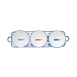 Easy Life Ensemble apéritif avec 3 bols SARDINE’S PARTY> Maritime|Services De Table En Porcelaine​