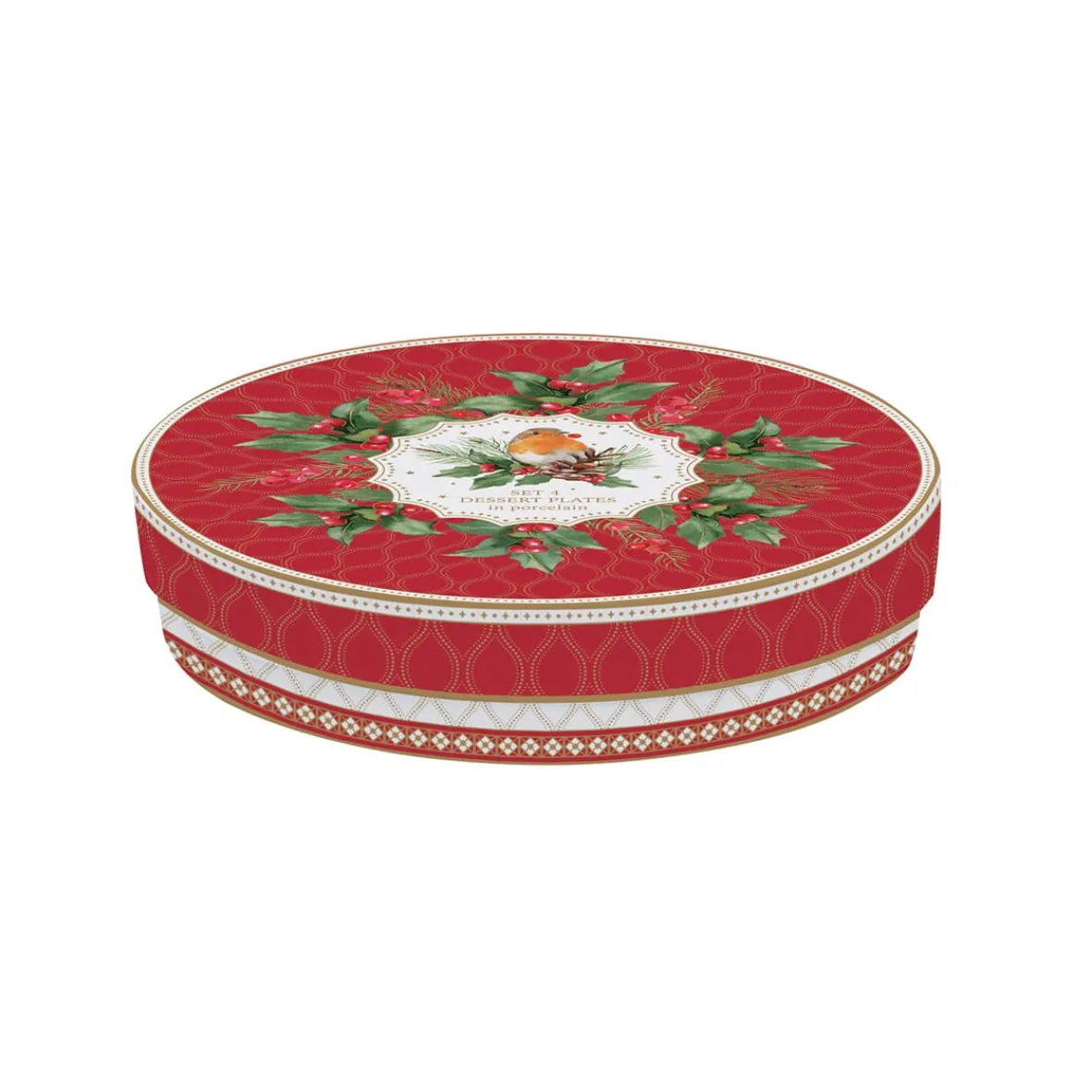 Easy Life Ensemble de 4 assiettes à dessert CHRISTMAS BERRIES> Services De Table En Porcelaine|Christmas Berries