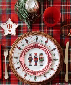 Easy Life Ensemble de 4 assiettes àdessert NUTCRACKER> Noël|Services De Table En Porcelaine​
