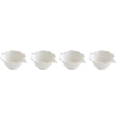 Easy Life Ensemble de 4 mini bols en porcelaine en forme de feuille LEAVES WHITE> Moderne|Services De Table En Porcelaine