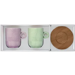 Easy Life Ensemble de 2 mugs avec soucoupe TAKE A LOOP ASS.3> Quotidienne|Petit Dejeuner
