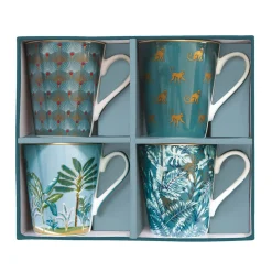 Easy Life Ensemble de 4 mugs de 300 ml COFFEE Mania JUNGLE> Coffret Cadeau|Petit Dejeuner