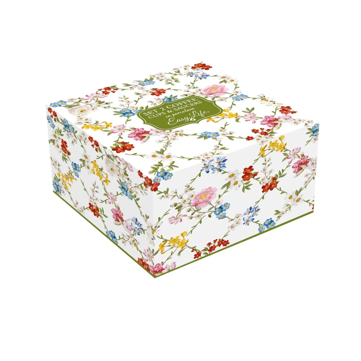 Easy Life Ensemble de 2 petites tasses à café avec soucoupes GARDEN DREAMS> Romantique|Petit Dejeuner