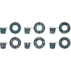 Easy Life Ensemble de 6 petites tasses à espresso de 100 ml avec soucoupes, dans une boîte cadeau MANDALAY> Coffret Cadeau|Petit Dejeuner
