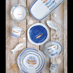 Easy Life Ensemble de 4 plateaux rectangulaires BORD DE MER> Maritime|Services De Table En Porcelaine​