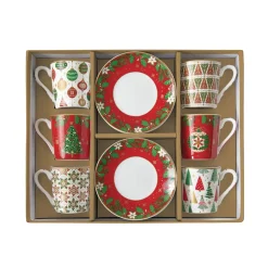 Easy Life Ensemble de 6 tasses à café avec soucoupe JINGLE BELLS> Petit Dejeuner|Jingle Bells