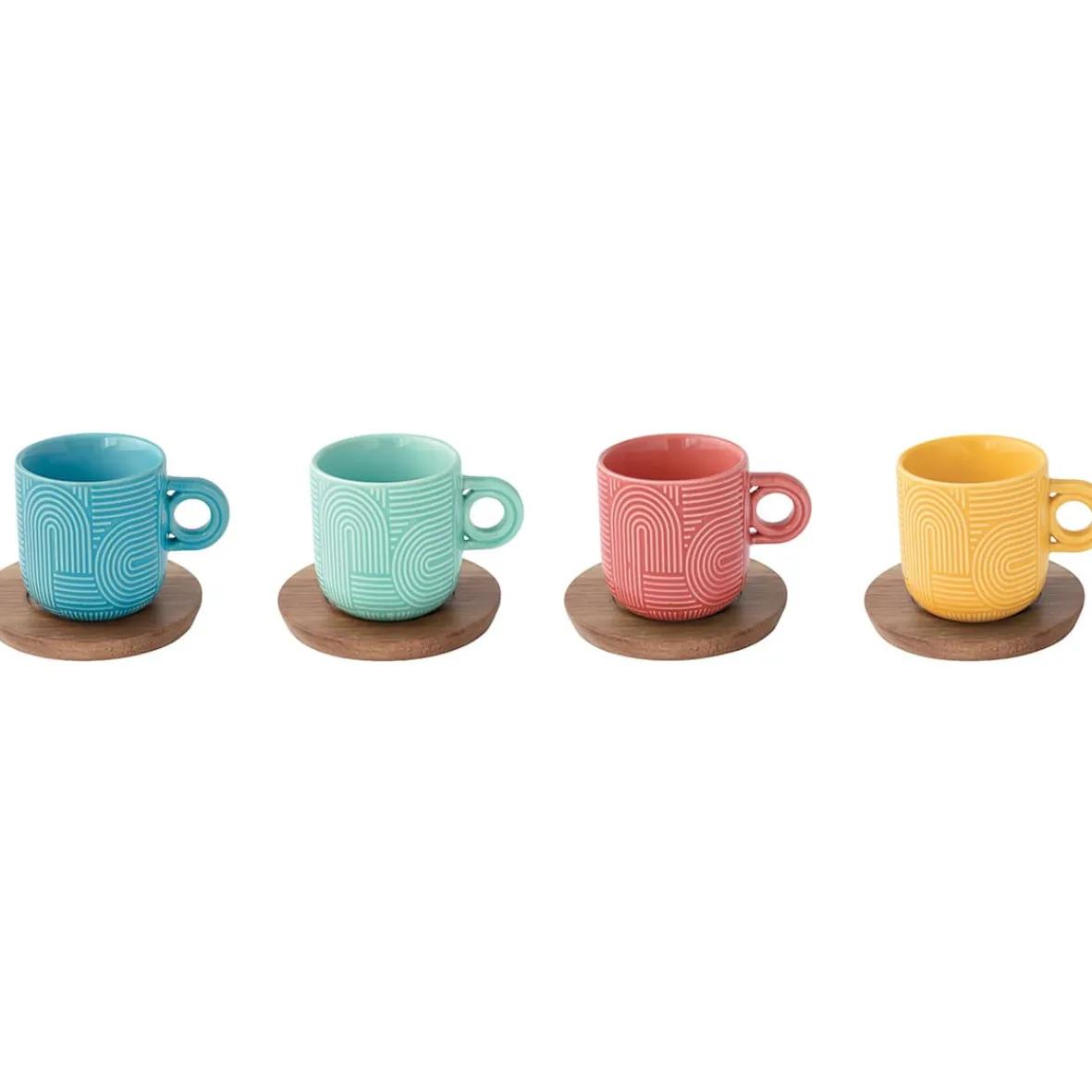 Easy Life Ensemble de 4 tasses à café avec soucoupe TAKE A LOOP ASS.5> Quotidienne|Petit Dejeuner