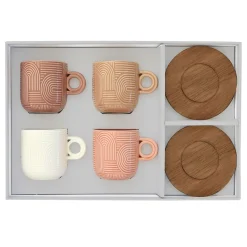 Easy Life Ensemble de 4 tasses à café avec soucoupe TAKE A LOOP ASS.7> Quotidienne|Petit Dejeuner