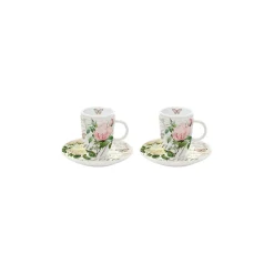 Easy Life Ensemble de 2 tasses à café avec soucoupes JARDIN BOTANIQUE> Romantique|Petit Dejeuner