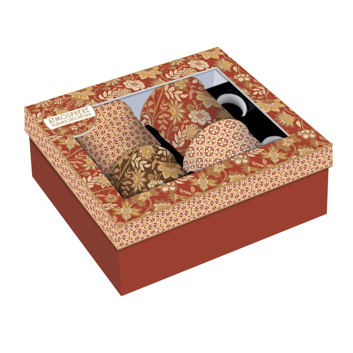 Easy Life Ensemble de 4 tasses en porcelaine 300 ml FLEURS DES RÊVES> Coffret Cadeau