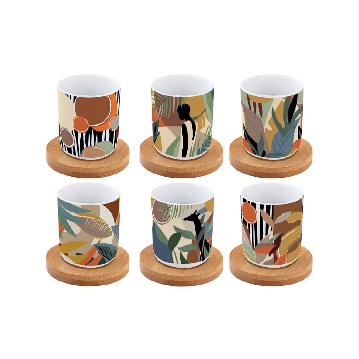 Easy Life Ensemble de 6 tasses à espresso de 100 ml avec soucoupes KILIMANJARO> Coffret Cadeau|Petit Dejeuner