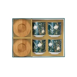 Easy Life Ensemble de 4 verres à café avec soucoupes ROYAL PEONIES> Petit Dejeuner|Royal Peonies