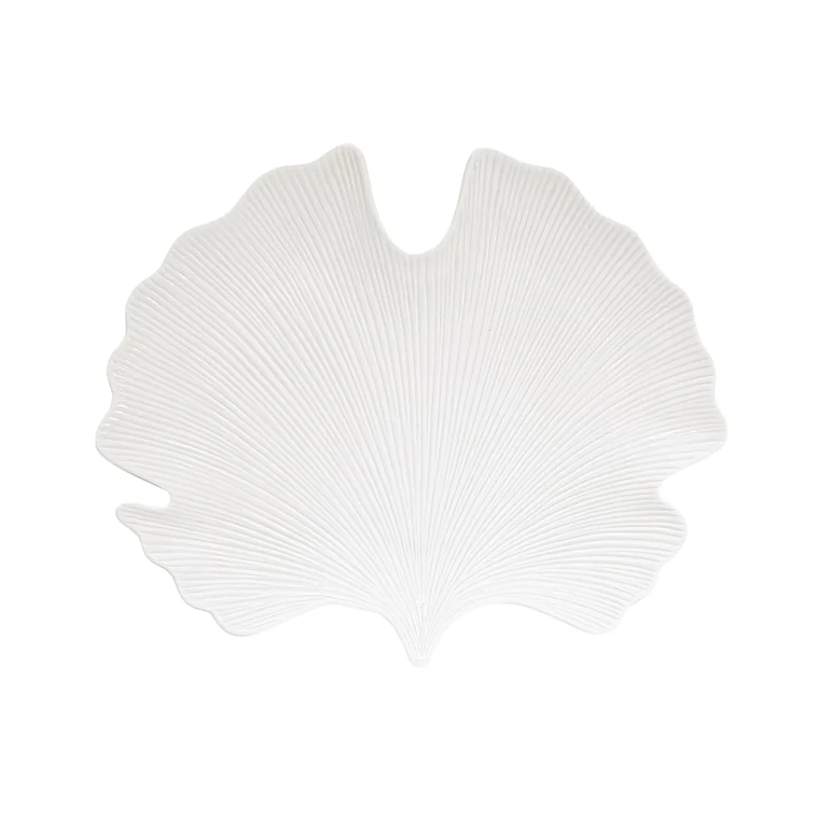 Easy Life Feuille en porcelaine en forme de ginko, 35×29 cm LEAVES WHITE> Moderne|Services De Table En Porcelaine
