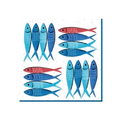 Easy Life Paquet de 20 serviettes SARDINE’S PARTY> Maritime|Services De Table En Porcelaine​
