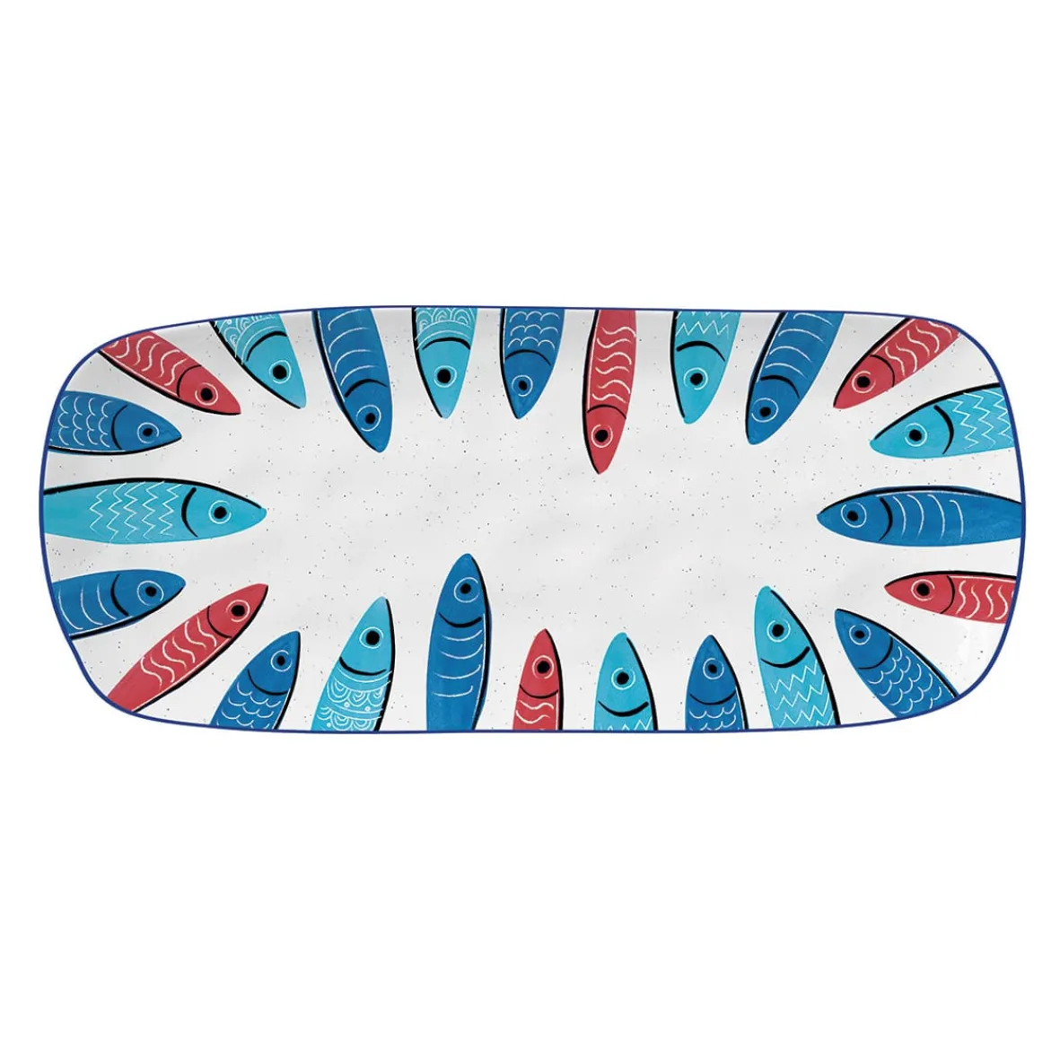 Easy Life Plateau de service rectangulaire SARDINE’S PARTY> Maritime|Services De Table En Porcelaine