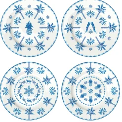 Easy Life Set de 4 assiettes à dessert bleues EXOTIC VIBES> Services De Table En Porcelaine​|Exotic Vibes