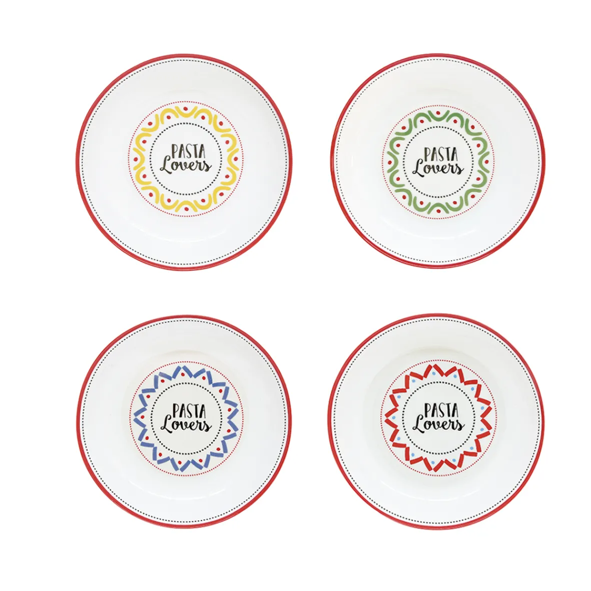 Easy Life Set de 4 assiettes à pasta PASTA & PIZZA LOVERS> Services De Table En Porcelaine|Pizza & Pasta Lovers