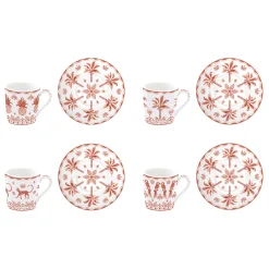Easy Life Set de 4 tasses à café avec soucoupes EXOTIC VIBES> Ethnique|Petit Dejeuner