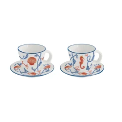 Easy Life Set de 2 tasses à café et soucoupe CÔTE DE MER> Petit Dejeuner|Côte De Mer