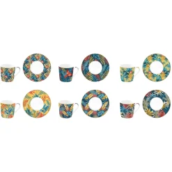 Easy Life Set de 6 tasses à espresso de 100 ml avec soucoupes EQUATORIAL> Coffret Cadeau|Petit Dejeuner