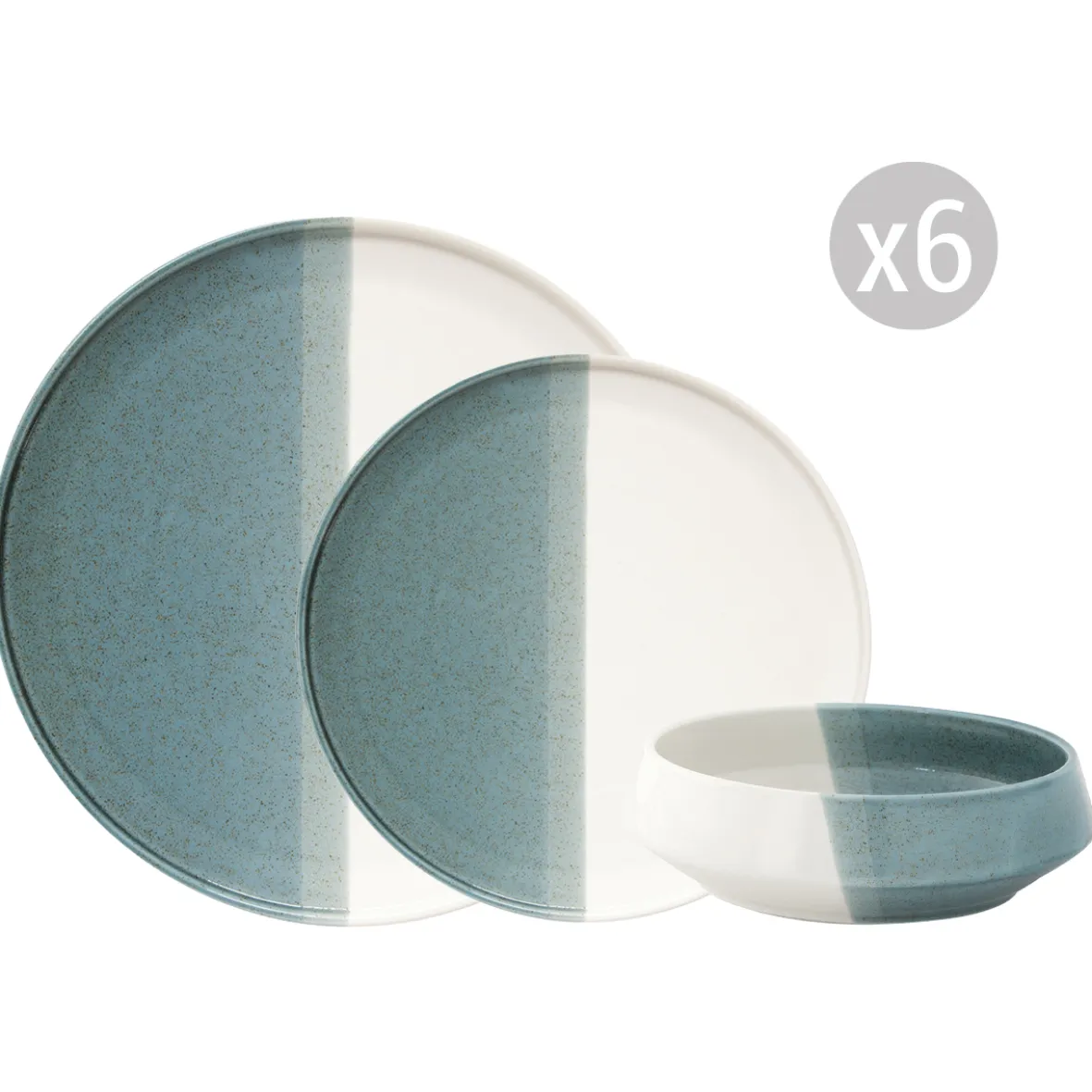 Easy Life Set de vaisselle 18 pièces DOUBLE GREEN> Services De Table En Porcelaine|Double