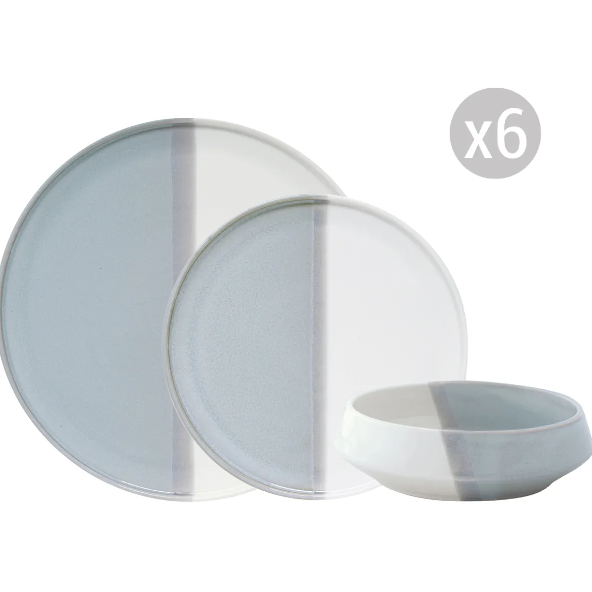 Easy Life Set de vaisselle 18 pièces DOUBLE GREY> Services De Table En Porcelaine|Double