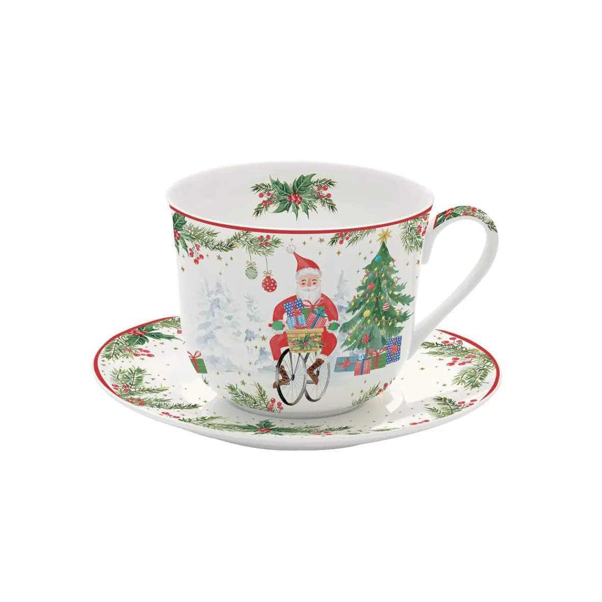 Easy Life Tasse de petit-déjeuner avec assiette JOYFUL SANTA> Noël|Petit Dejeuner