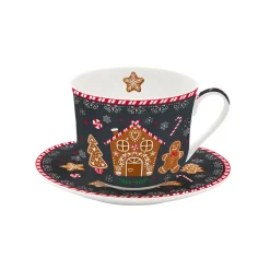 Easy Life Tasse de petit déjeuner avec soucoupe GINGERBREAD> Noël|Petit Dejeuner