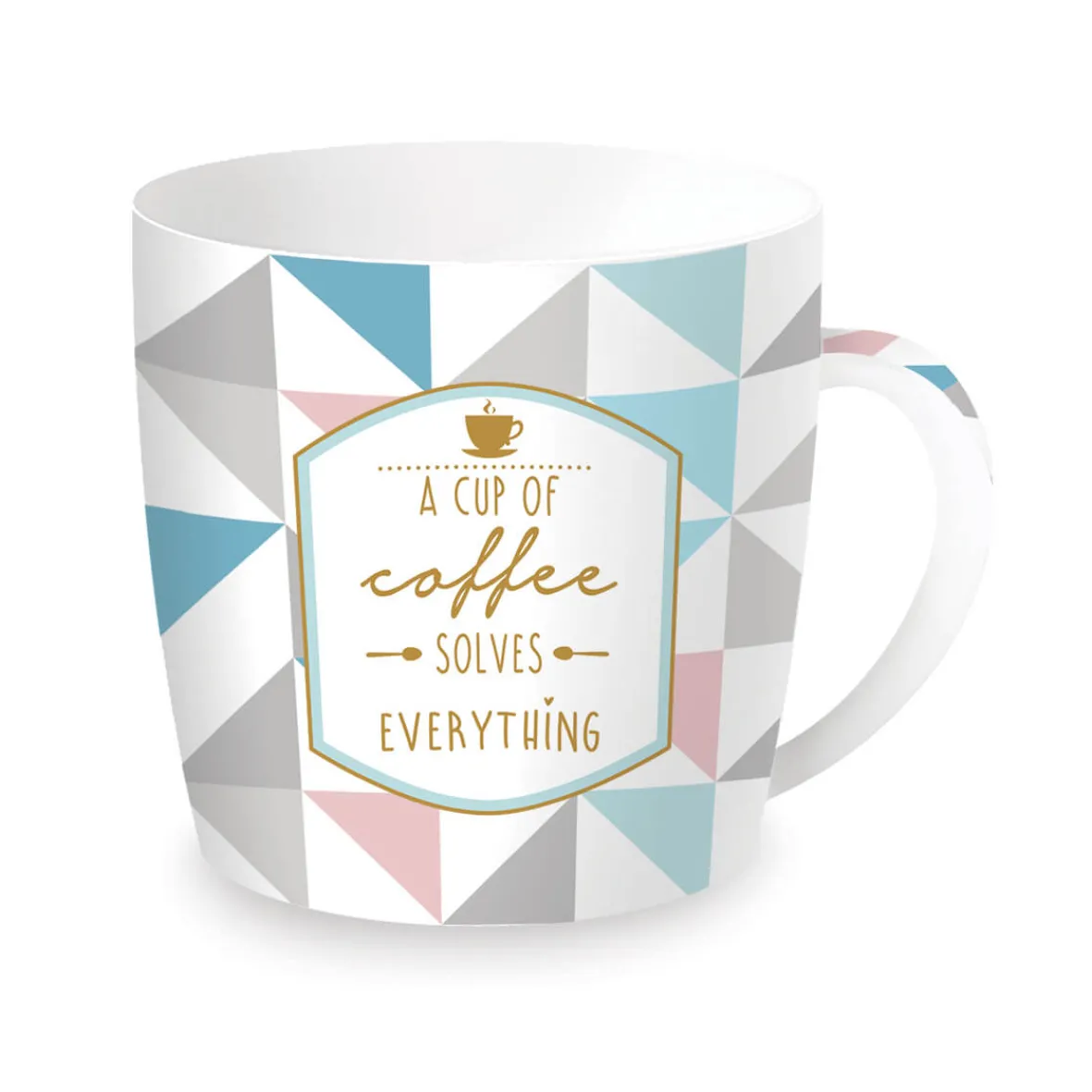 Easy Life Tasse en porcelaine dans une boîte en métal A CUP Of COFFEE Solves Everything> Petit Dejeuner