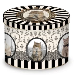 Easy Life Tasse en porcelaine dans une boîte en fer-blanc BAROCCO CATS VersC> Petit Dejeuner