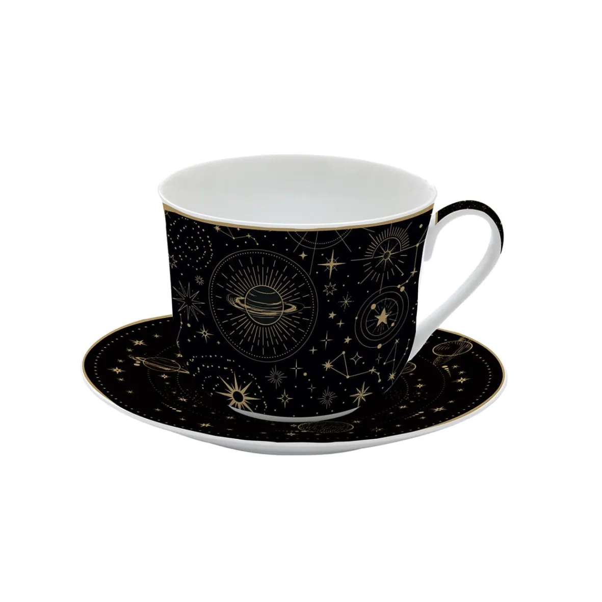 Easy Life Tasse à petit-déjeuner avec assiette de 400 ml en porcelaine, dans une boîte colorée CELESTIAL> Coffret Cadeau|Petit Dejeuner