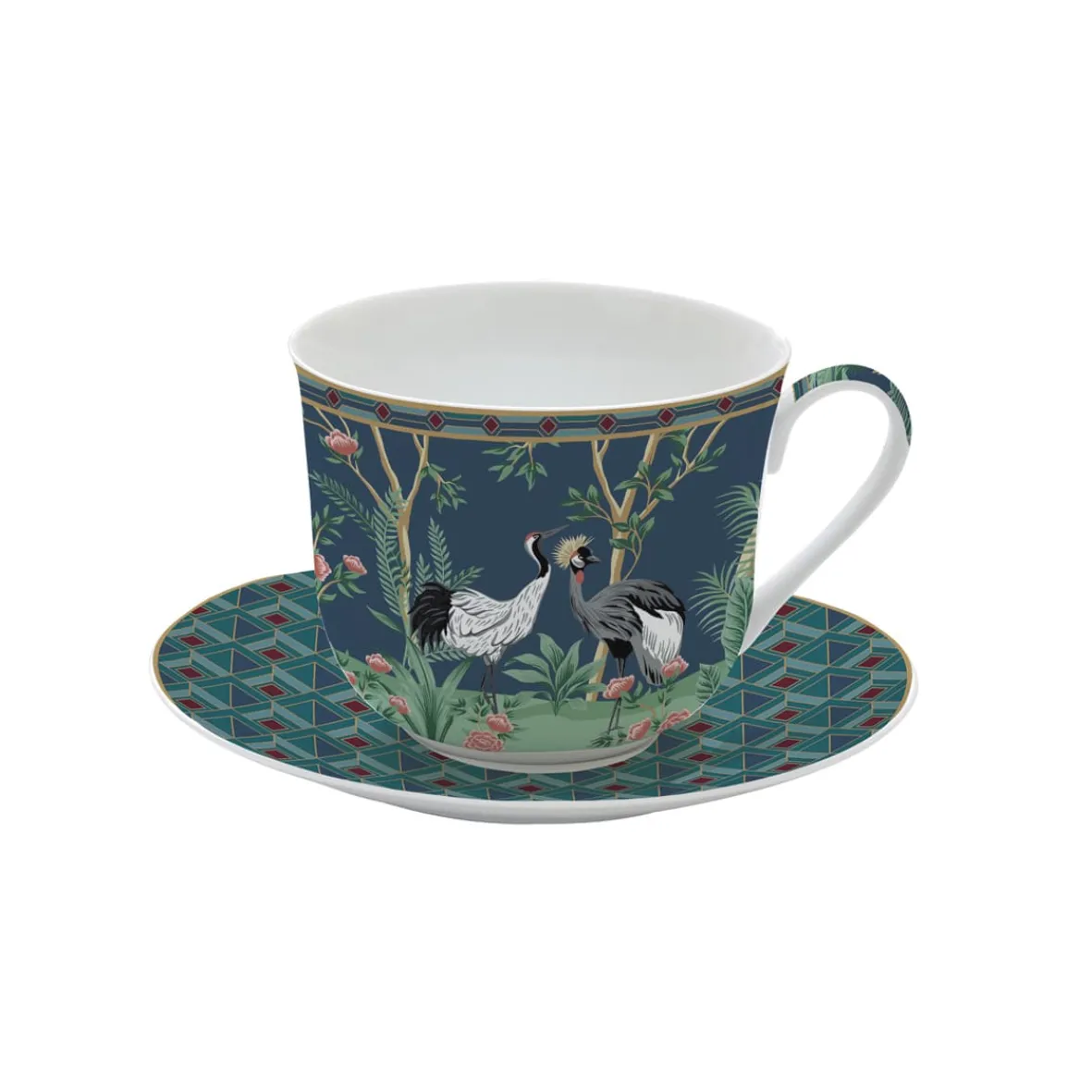 Easy Life Tasse à petit-déjeuner avec assiette de 400 ml en porcelaine, dans une boîte colorée MANDALAY> Coffret Cadeau|Petit Dejeuner