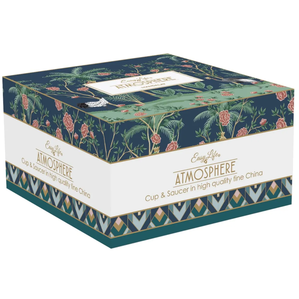 Easy Life Tasse à petit-déjeuner avec assiette de 400 ml en porcelaine, dans une boîte colorée MANDALAY> Coffret Cadeau|Petit Dejeuner