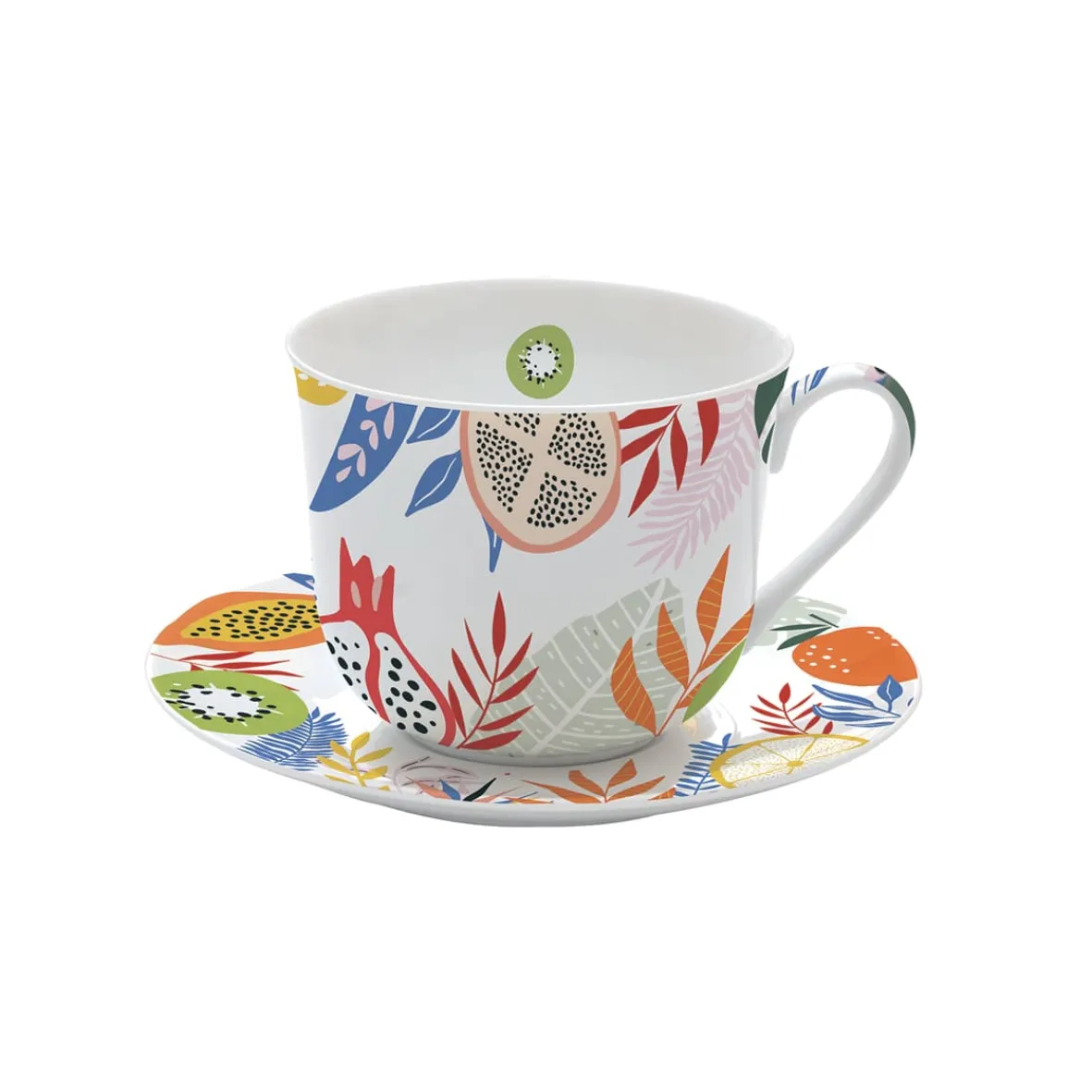 Easy Life Tasse à petit-déjeuner avec assiette TUTTI FRUTTI> Coffret Cadeau|Petit Dejeuner