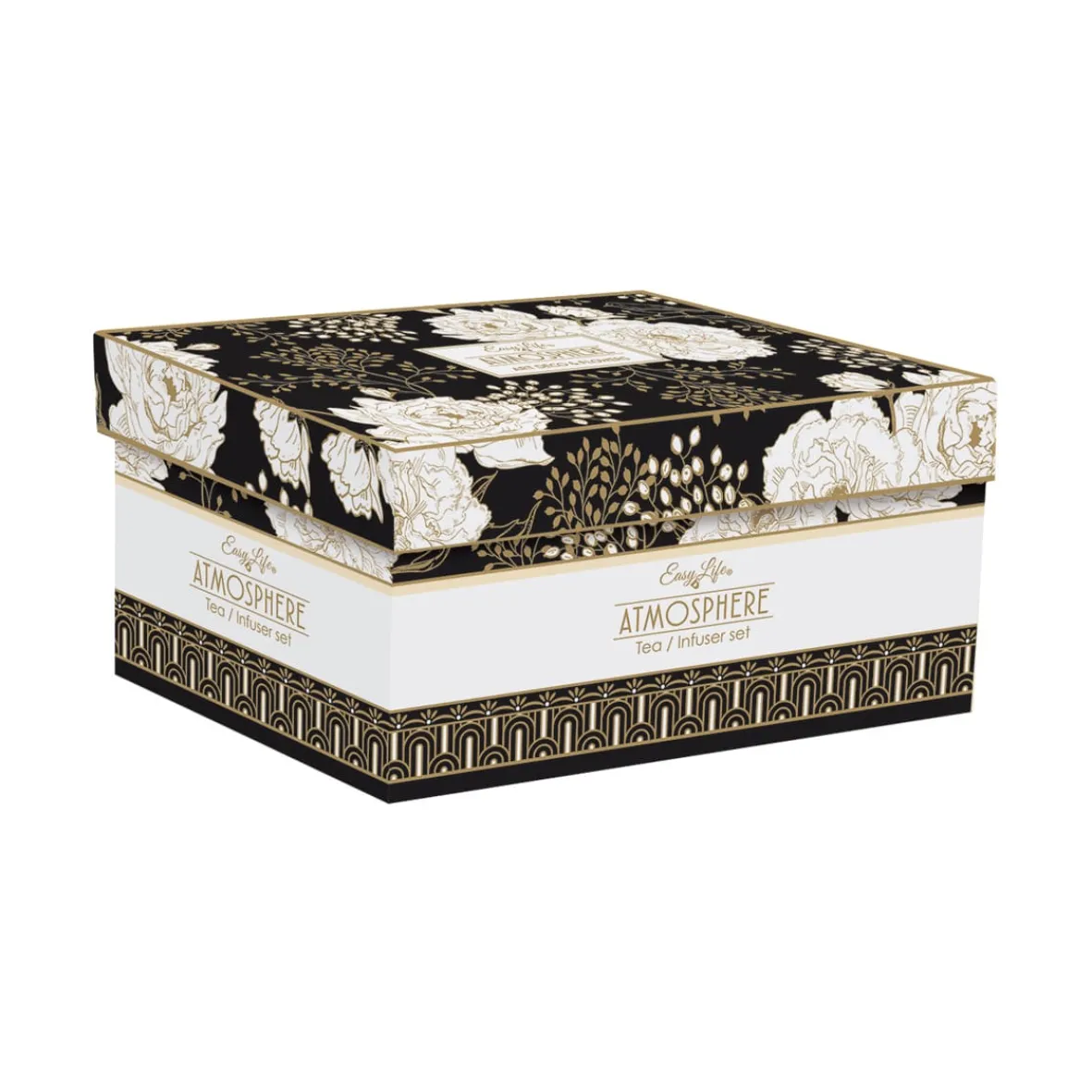 Easy Life Théière avec infuseur et 2 petites tasses ART DECO & FLOWERS> Coffret Cadeau|Petit Dejeuner