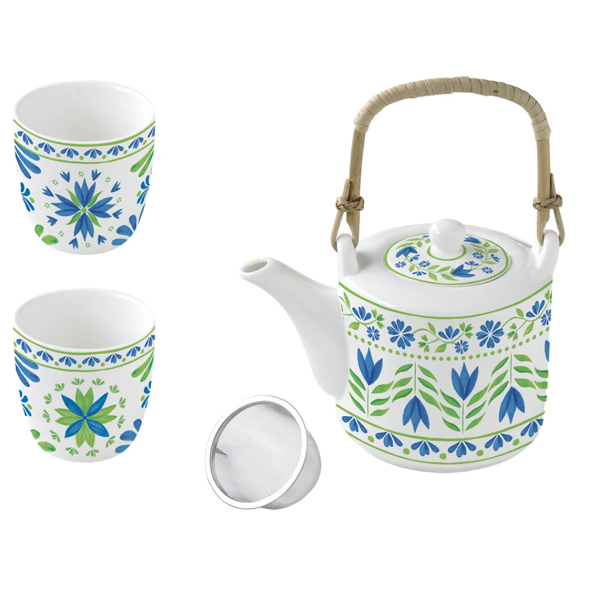 Easy Life Théière avec infuseur et 2 tasses FLOWERS GARDEN> Petit Dejeuner|Flowers Garden